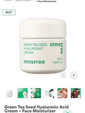 NWT Innisfree Green Tea Seed Hyaluronic Acid Cream – Face Moisturizer